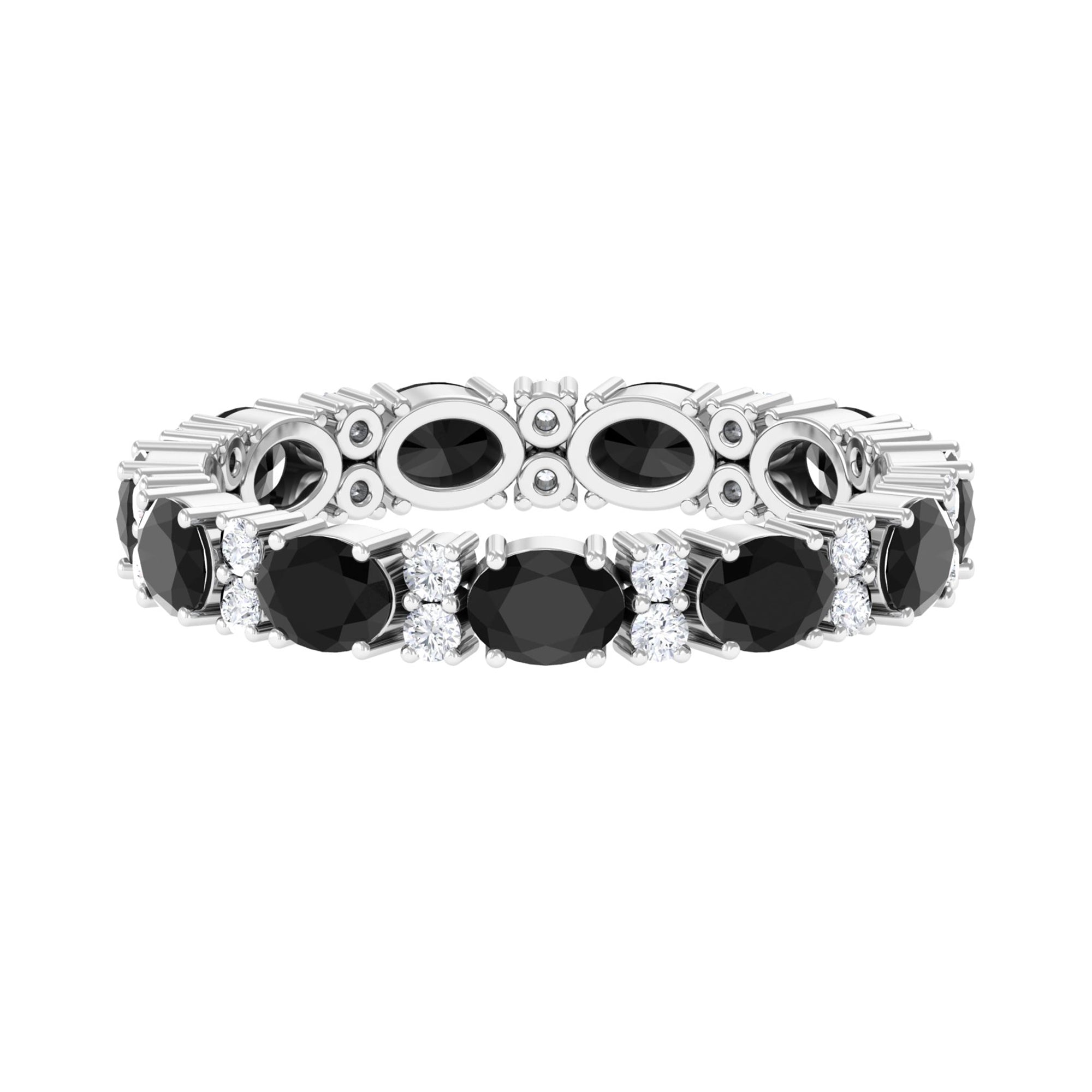 Rosec Jewels-Minimal Black Onyx and Diamond Eternity Band Ring