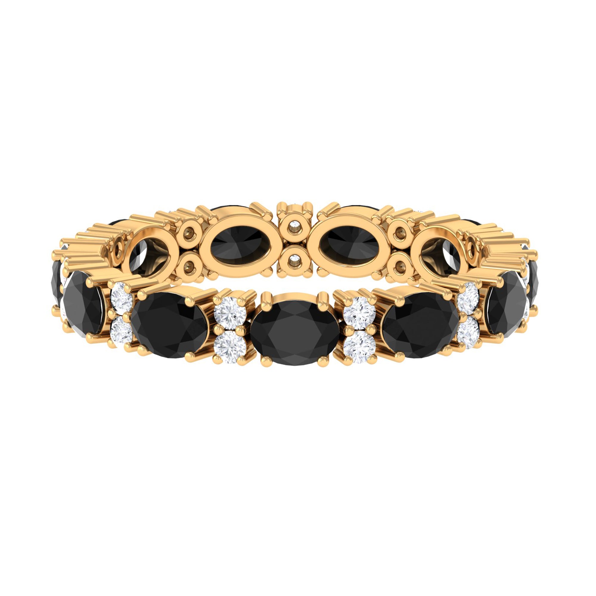 Rosec Jewels-Minimal Black Onyx and Diamond Eternity Band Ring