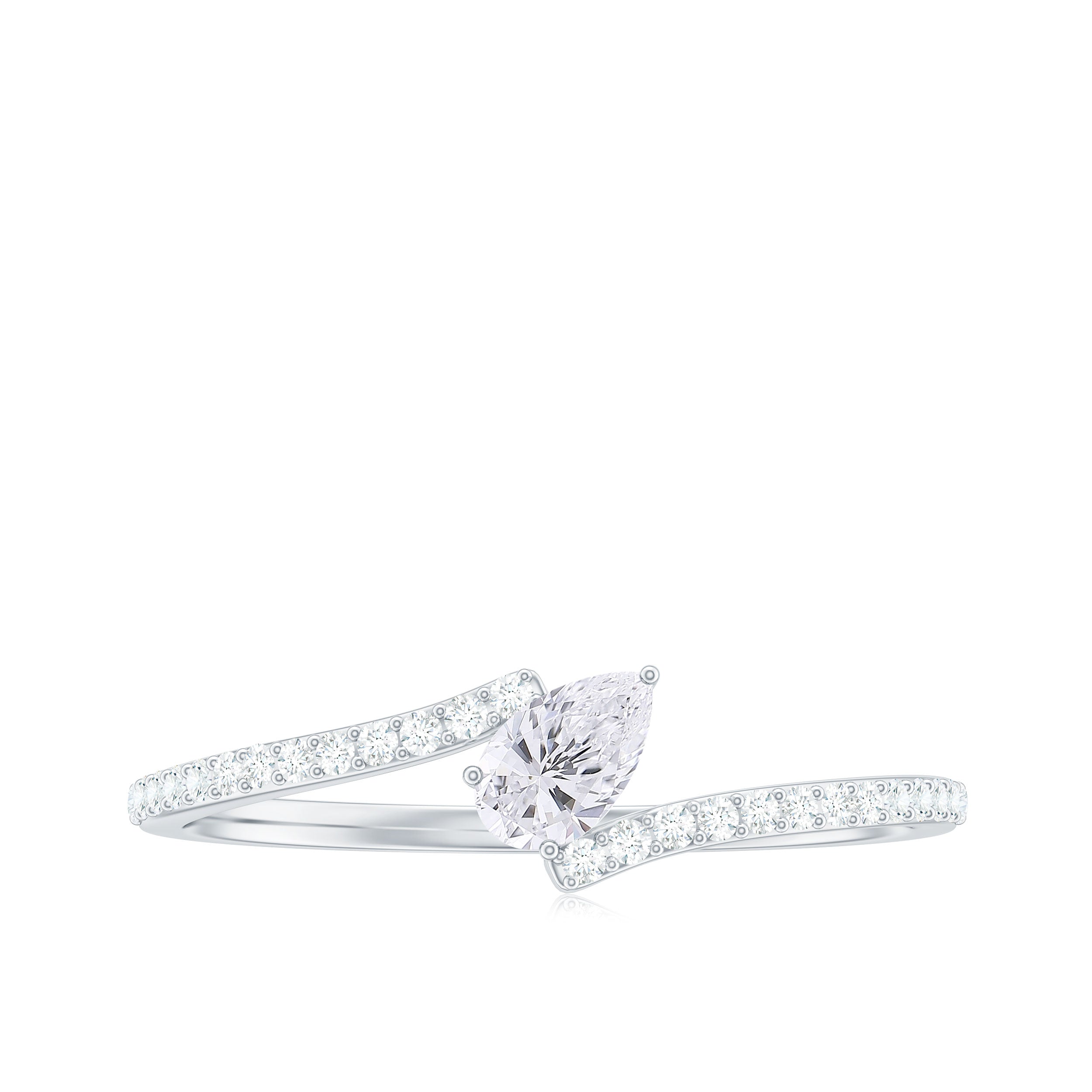 Rosec Jewels-Tilted Pear Shape Diamond Bypass Promise Ring