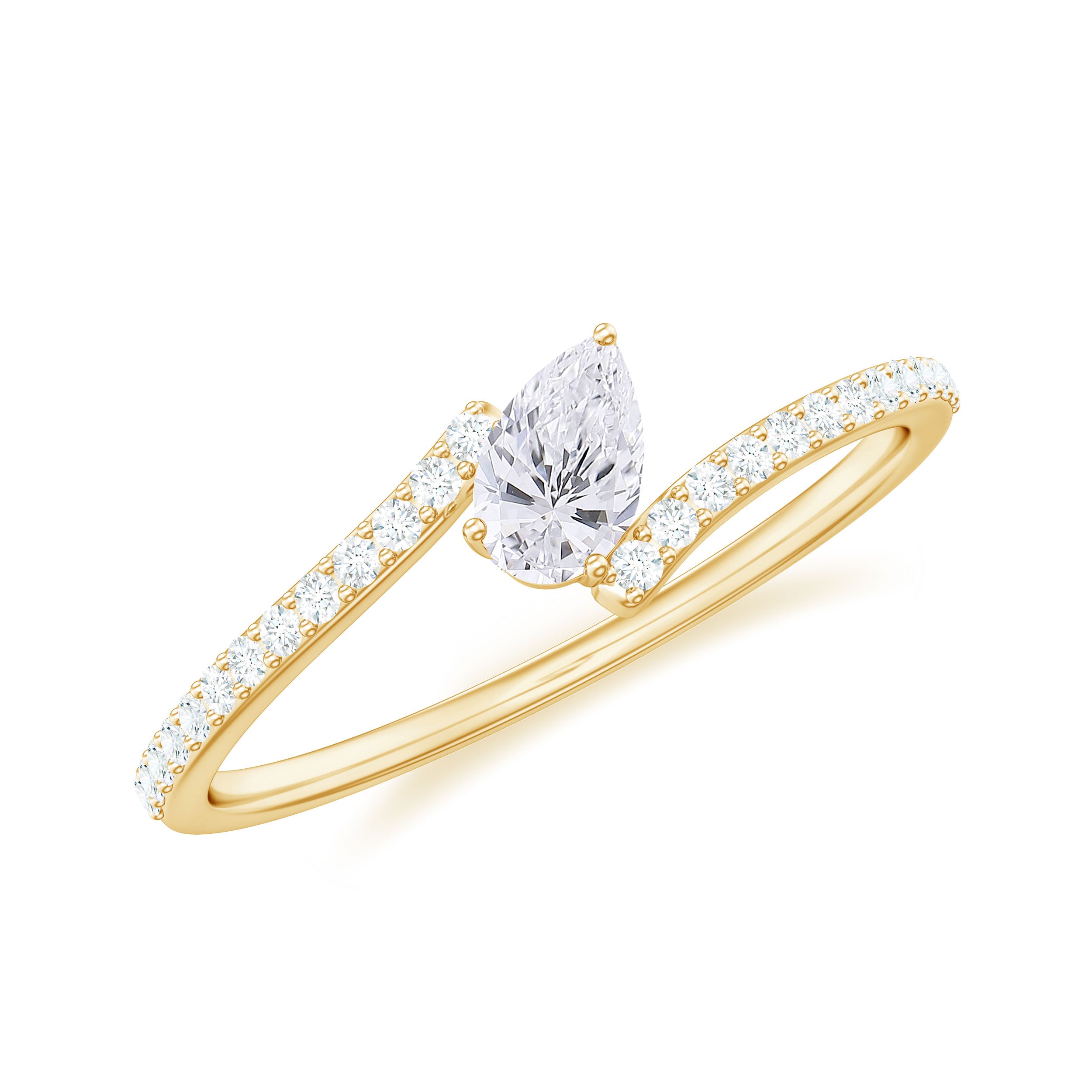 Rosec Jewels-Tilted Pear Shape Diamond Bypass Promise Ring