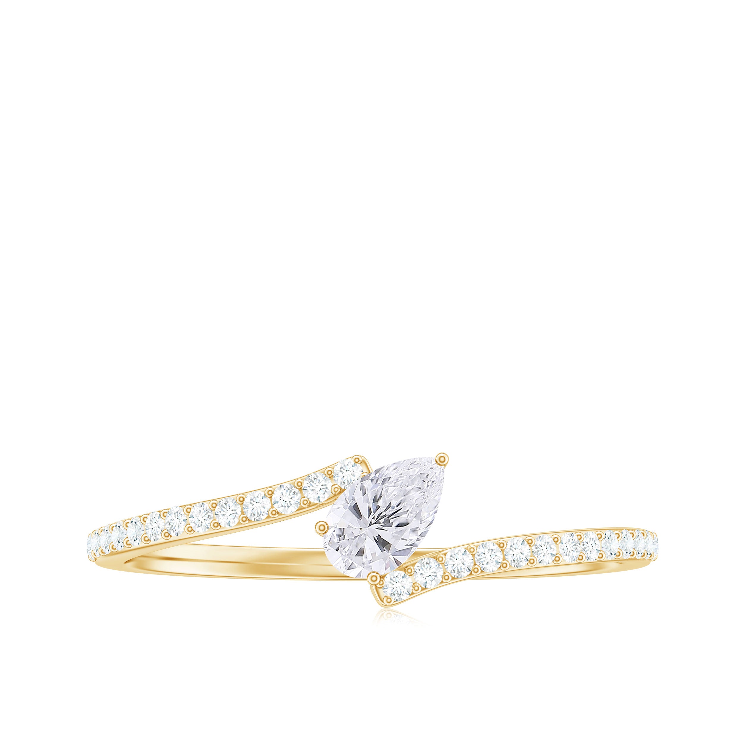 Rosec Jewels-Tilted Pear Shape Diamond Bypass Promise Ring