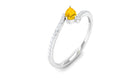 Rosec Jewels-Real Yellow Sapphire Solitaire Bypass Ring with Diamond