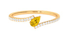 Rosec Jewels-Real Yellow Sapphire Solitaire Bypass Ring with Diamond