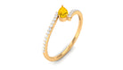 Rosec Jewels-Real Yellow Sapphire Solitaire Bypass Ring with Diamond