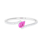 Rosec Jewels-Tilted Pear Shape Pink Sapphire and Diamond Bypass Promise Ring