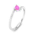 Rosec Jewels-Tilted Pear Shape Pink Sapphire and Diamond Bypass Promise Ring