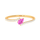 Rosec Jewels-Tilted Pear Shape Pink Sapphire and Diamond Bypass Promise Ring