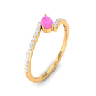 Rosec Jewels-Tilted Pear Shape Pink Sapphire and Diamond Bypass Promise Ring