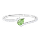 Rosec Jewels-Tilted Pear Shape Green Sapphire and Diamond Bypass Promise Ring