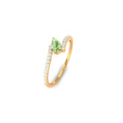 Rosec Jewels-Tilted Pear Shape Green Sapphire and Diamond Bypass Promise Ring