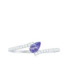 Rosec Jewels-Tilted Pear Shape Tanzanite and Diamond Bypass Promise Ring