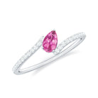 Rosec Jewels-Tilted Pear Shape Pink Tourmaline and Diamond Bypass Promise Ring