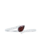 Rosec Jewels-Tilted Pear Shape Garnet and Diamond Bypass Promise Ring