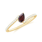 Rosec Jewels-Tilted Pear Shape Garnet and Diamond Bypass Promise Ring