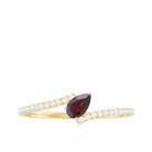 Rosec Jewels-Tilted Pear Shape Garnet and Diamond Bypass Promise Ring