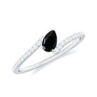 Rosec Jewels-Tilted Pear Shape Black Onyx and Diamond Bypass Promise Ring