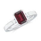 Rosec Jewels-2.25 CT Emerald Cut Rhodolite Solitaire Engagement Ring with Diamond Accent