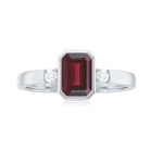 Rosec Jewels-2.25 CT Emerald Cut Rhodolite Solitaire Engagement Ring with Diamond Accent