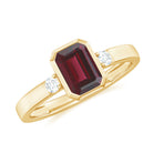 Rosec Jewels-2.25 CT Emerald Cut Rhodolite Solitaire Engagement Ring with Diamond Accent