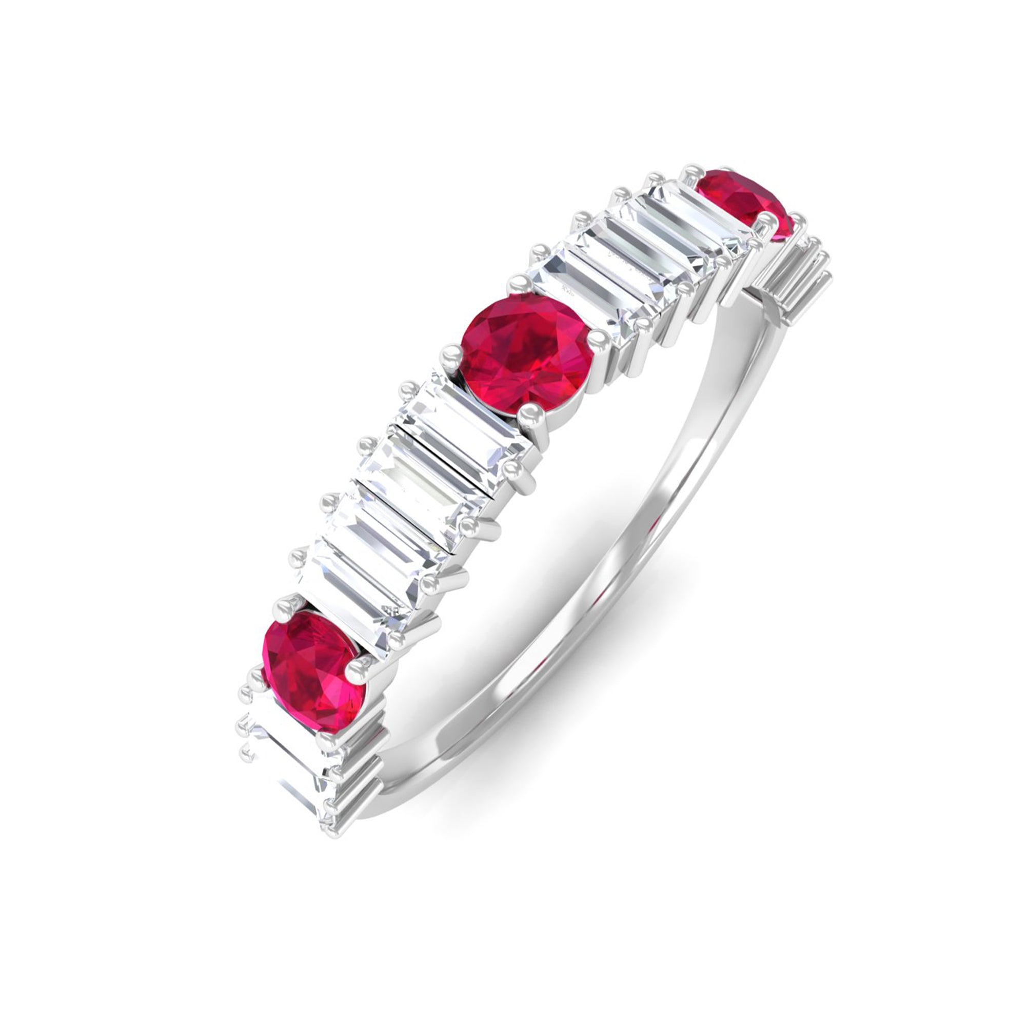 Rosec Jewels-Ruby and Diamond Contemporary Half Eternity Ring