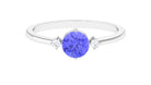 Rosec Jewels-Round Tanzanite Solitaire Promise Ring with Diamond