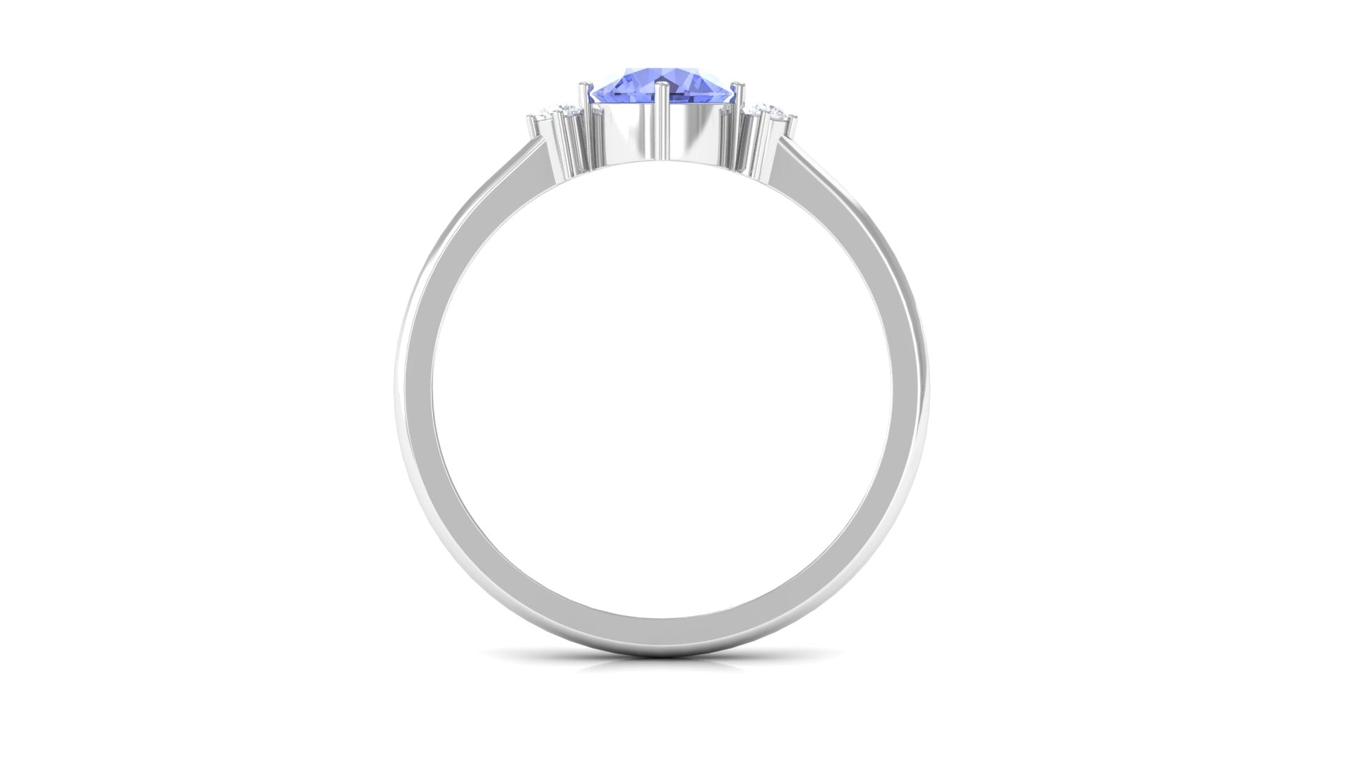 Rosec Jewels-Round Tanzanite Solitaire Promise Ring with Diamond