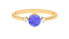 Rosec Jewels-Round Tanzanite Solitaire Promise Ring with Diamond