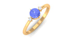 Rosec Jewels-Round Tanzanite Solitaire Promise Ring with Diamond