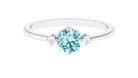 Rosec Jewels-Round Aquamarine Solitaire Promise Ring with Diamond