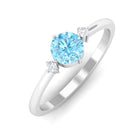 Rosec Jewels-Round Aquamarine Solitaire Promise Ring with Diamond