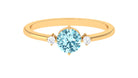 Rosec Jewels-Round Aquamarine Solitaire Promise Ring with Diamond