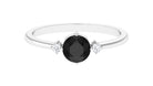 Rosec Jewels-Minimal Round Black Onyx Promise Ring with Diamond