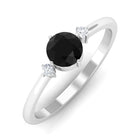 Rosec Jewels-Minimal Round Black Onyx Promise Ring with Diamond