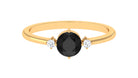 Rosec Jewels-Minimal Round Black Onyx Promise Ring with Diamond