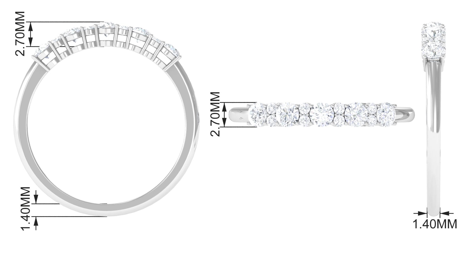 Rosec Jewels-Minimal Round Moissanite Simple Half Eternity Ring