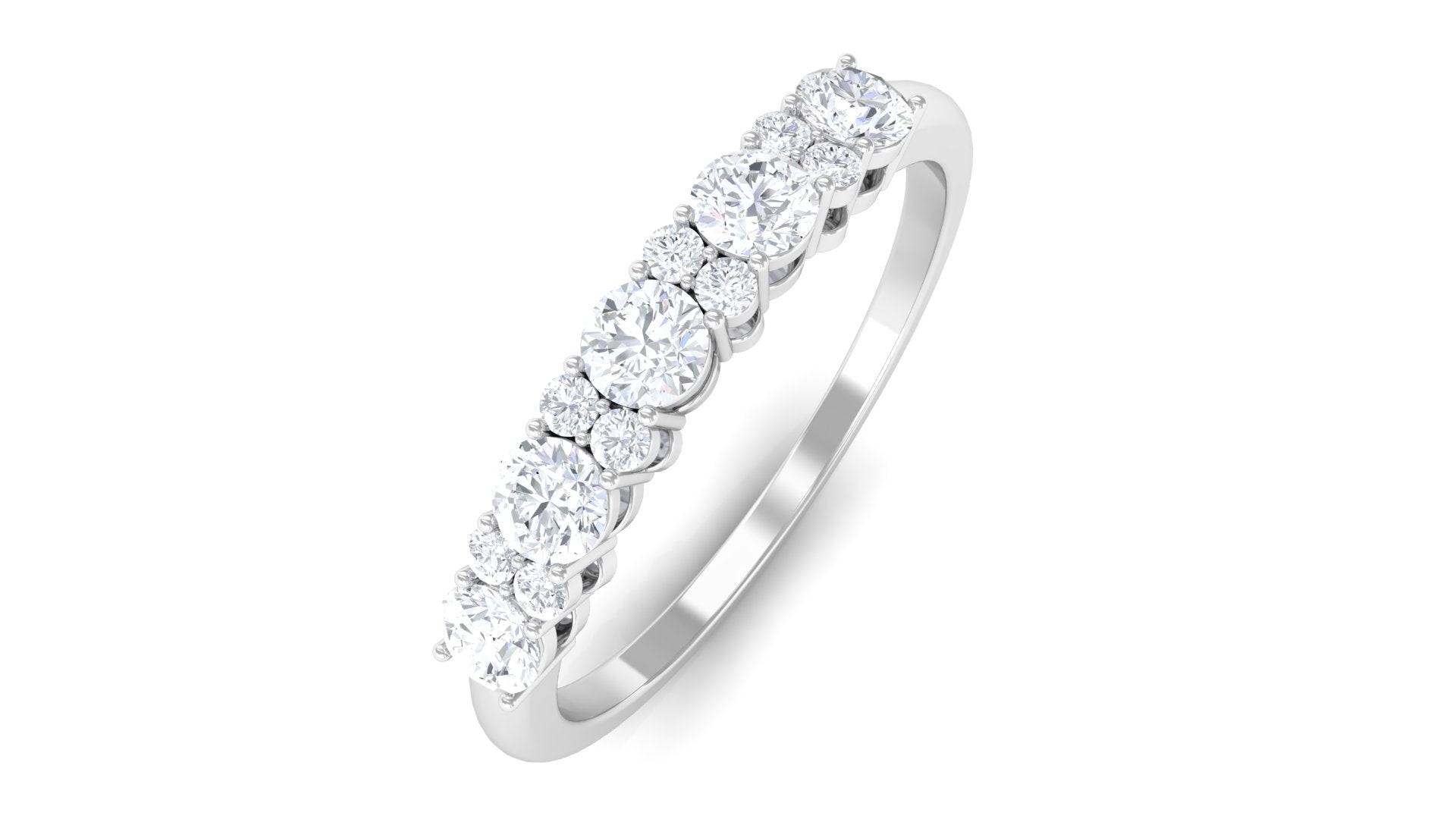 Rosec Jewels-Minimal Round Moissanite Simple Half Eternity Ring