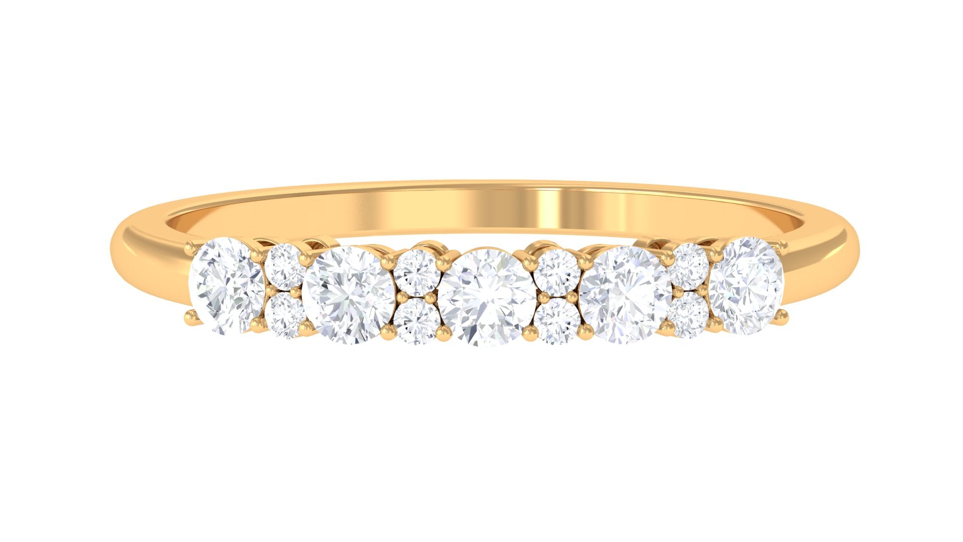 Rosec Jewels-Minimal Round Moissanite Simple Half Eternity Ring