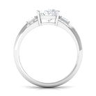 Rosec Jewels-Oval Cut Moissanite Solitaire Statement Engagement Ring with Accent