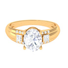 Rosec Jewels-Oval Cut Moissanite Solitaire Statement Engagement Ring with Accent