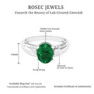 Rosec Jewels-Oval Cut Solitaire Lab Grown Emerald Statement Engagement Ring with Diamond