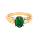 Rosec Jewels-Oval Cut Solitaire Lab Grown Emerald Statement Engagement Ring with Diamond