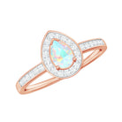 Rosec Jewels-Pear Shaped Ethiopian Opal and Diamond Halo Engagement Ring