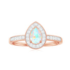 Rosec Jewels-Pear Shaped Ethiopian Opal and Diamond Halo Engagement Ring