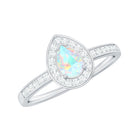 Rosec Jewels-Pear Shaped Ethiopian Opal and Diamond Halo Engagement Ring