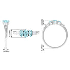 Rosec Jewels-Oval Cut Aquamarine Three Stone Ring with Diamond