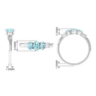 Rosec Jewels-Oval Cut Aquamarine Three Stone Ring with Diamond