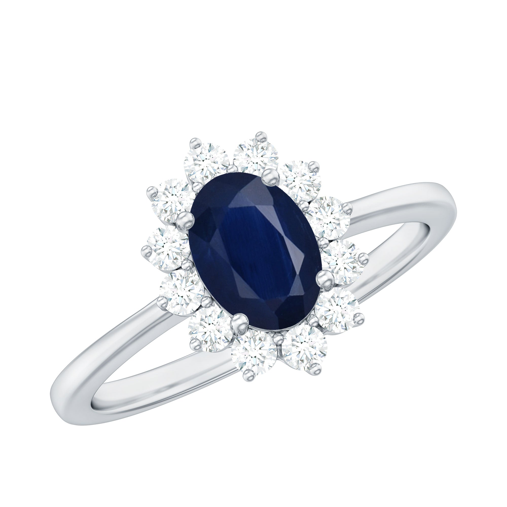 Art Deco Royal Blue Sapphire Ring Sterling Silver sold Ring Vintage Genuine Sapphire Engagement Promise Princess Diana Ring September Birthstone