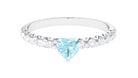 Rosec Jewels-Claw Set Heart Sky Blue Topaz and Diamond Engagement Ring