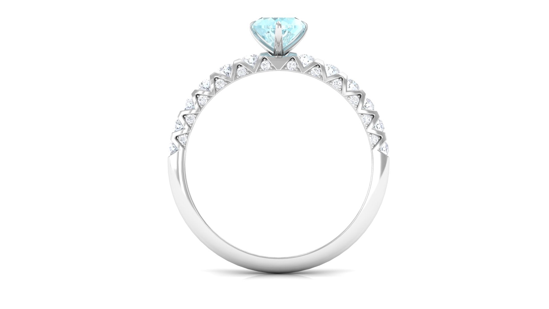 Rosec Jewels-Claw Set Heart Sky Blue Topaz and Diamond Engagement Ring