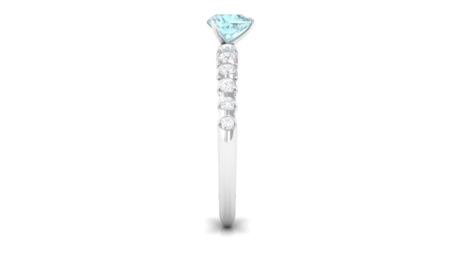 Rosec Jewels-Claw Set Heart Sky Blue Topaz and Diamond Engagement Ring